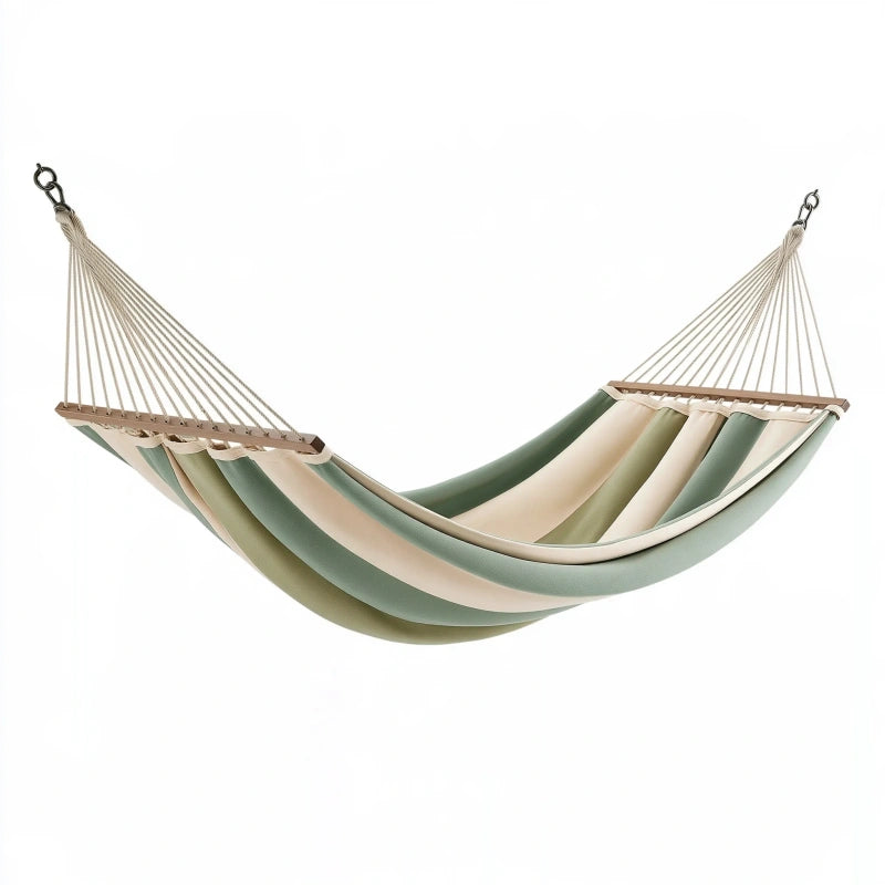 Hängematte 300 x 100 cm Baumwolle Polyester Grün Beige mit Holzstäben