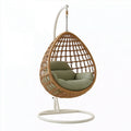 Hängesessel 105 x 105 x 195 cm Rattan Beige Grün mit Metallgestell