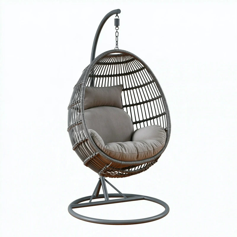Hängesessel 105 x 105 x 195 cm Grau Geflecht mit Metallgestell zum Entspannen