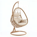 Hängesessel 105 x 105 x 195 cm Rattan Metall Beige mit Gestell