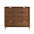 Kommode 120 x 45 x 110 cm aus braunem Holz mit 4 Schubladen im geriffelten Stil