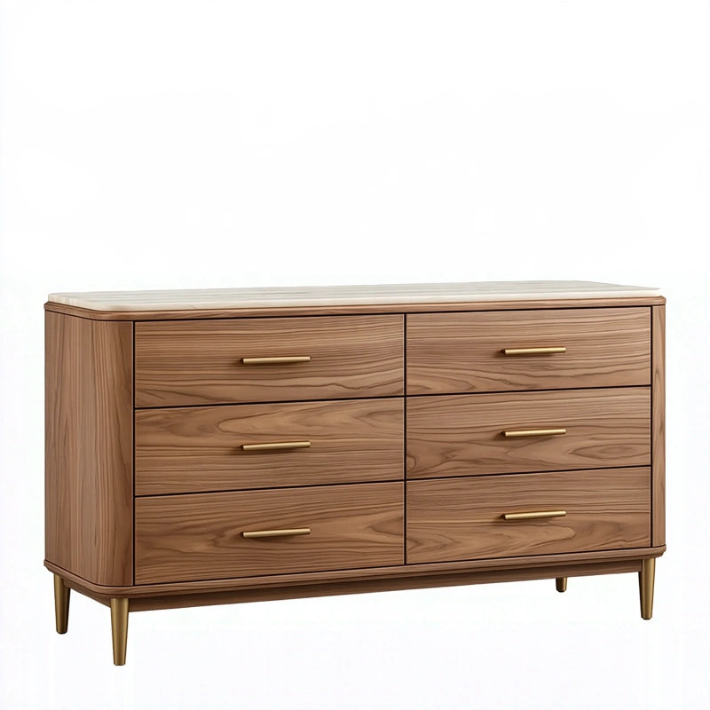 Kommode 150 x 45 x 85 cm aus Holz in Braun mit 6 Schubladen