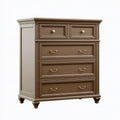 Kommode 100 x 45 x 120 cm aus Holzwerkstoff Braun/Beige mit 5 Schubladen klassischer Stil