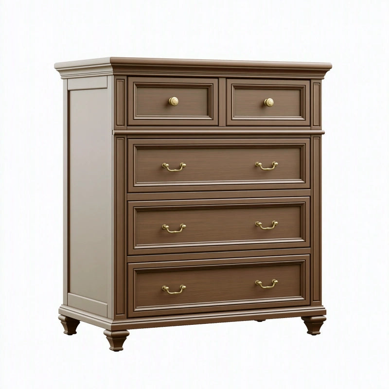 Kommode 100 x 45 x 120 cm aus Holzwerkstoff Braun/Beige mit 5 Schubladen klassischer Stil
