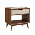 Nachttisch 50 x 40 x 60 cm Holzdekor Braun Beige mit Schublade Mid Century Stil