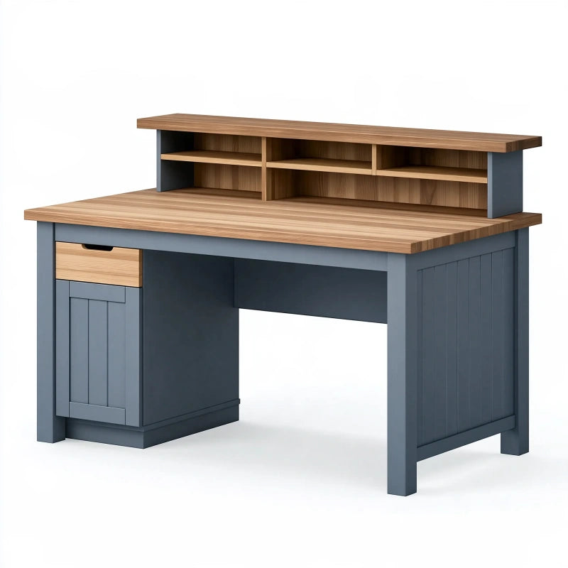 Schreibtisch 140 x 60 x 95 cm Holzwerkstoff Braun Anthrazit mit Stauraum