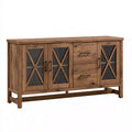 Sideboard 160 x 40 x 90 cm Braun aus Holz und Glas im Landhausstil