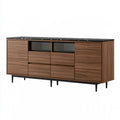 Sideboard 180 x 45 x 85 cm in Walnussbraun mit schwarzer Marmoroptik - Stauraummöbel im Mid-Century-Stil
