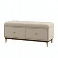 Sitzbank mit Stauraum 120 x 45 x 50 cm Beige Stoff Holz Metall gepolstert