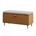 Sitzbank mit Stauraum 120 cm Kunstleder Braun gepolstert modern