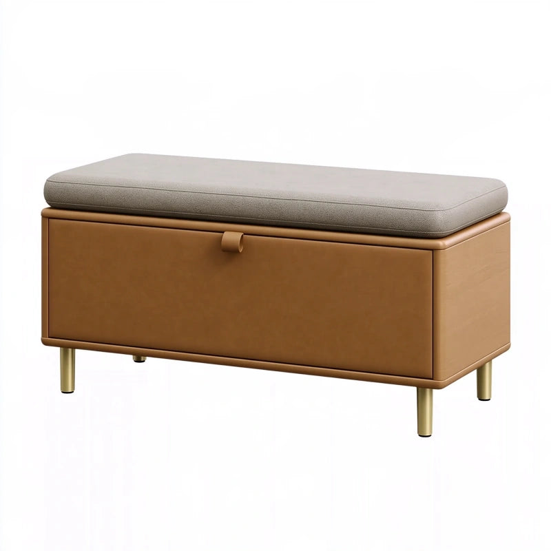 Sitzbank mit Stauraum 120 cm Kunstleder Braun gepolstert modern