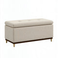 Polsterbank 110 x 45 x 48 cm Beige Textil mit Stauraum
