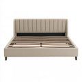Polsterbett 160 x 200 cm Beige mit Stoffbezug und Lattenrost