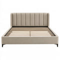 Polsterbett 160 x 200 cm Beige Stoff mit Lattenrost