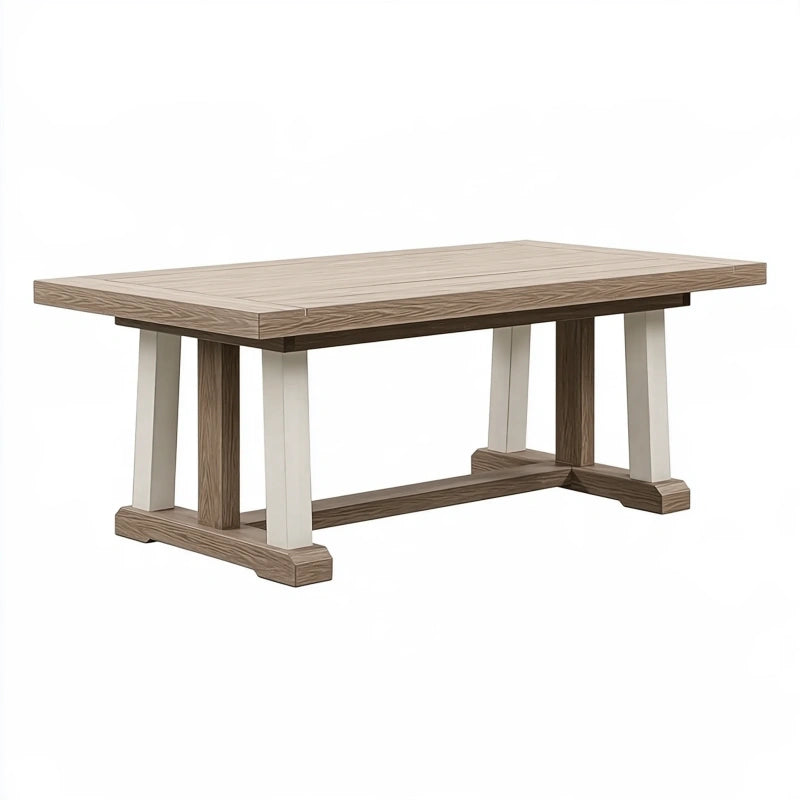 Esstisch 180 x 90 cm aus Holz in Naturbraun und Weiss - rechteckig