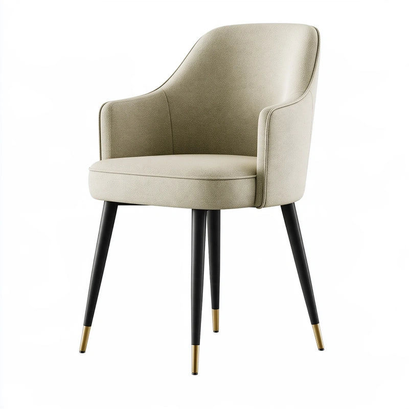 Polsterstuhl 58 x 62 x 85 cm Beige Stoff Metallbeine mit Armlehnen